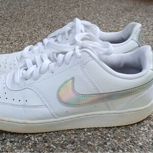 Nike Women’s Court Vision Low Sneaker Shoes in Iridescent White